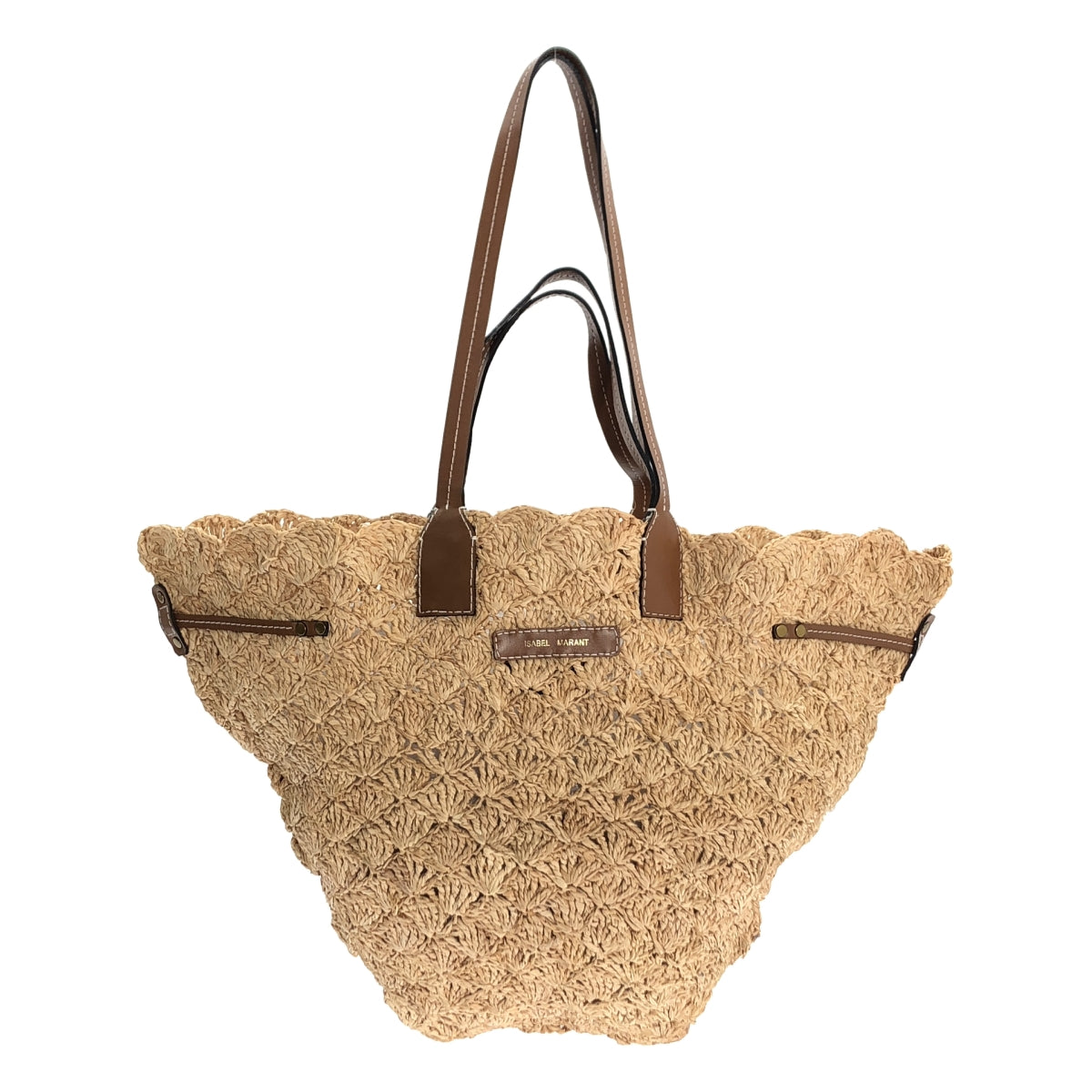 ISABEL MARANT | 皮革手把拉菲草籃包 |