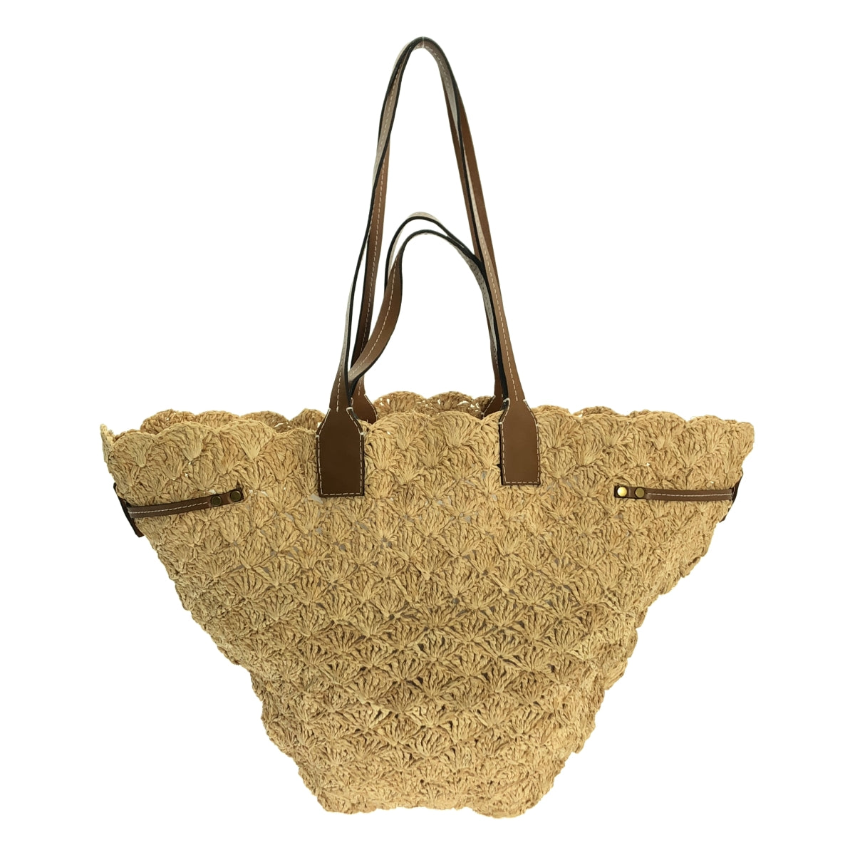 ISABEL MARANT | 皮革手把拉菲草籃包 |