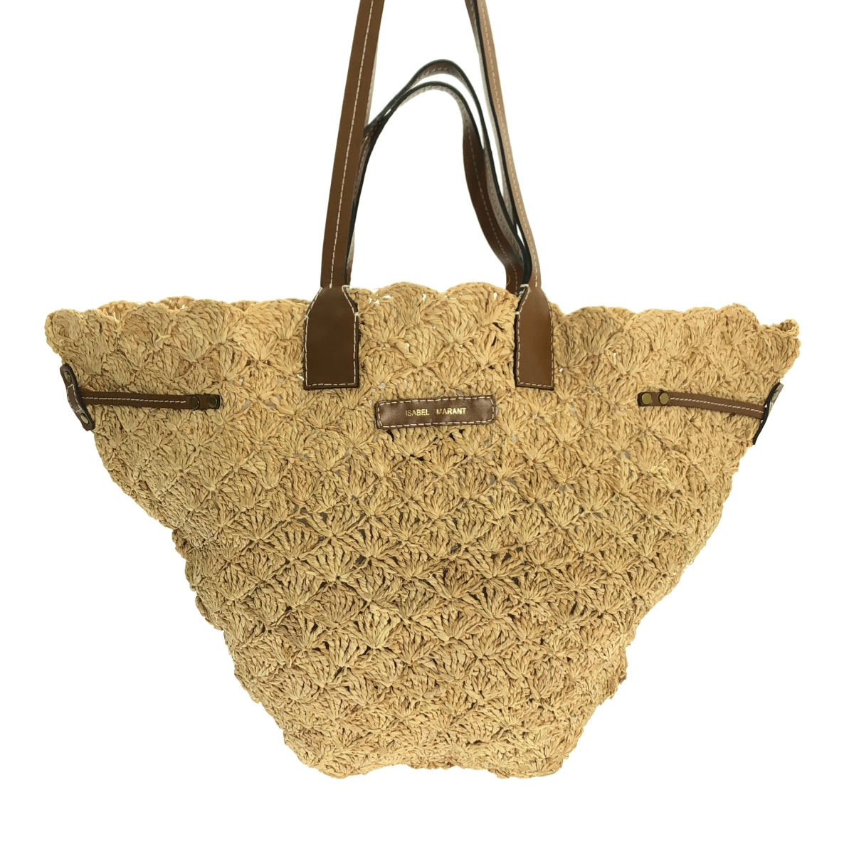 ISABEL MARANT | 皮革手把拉菲草籃包 |