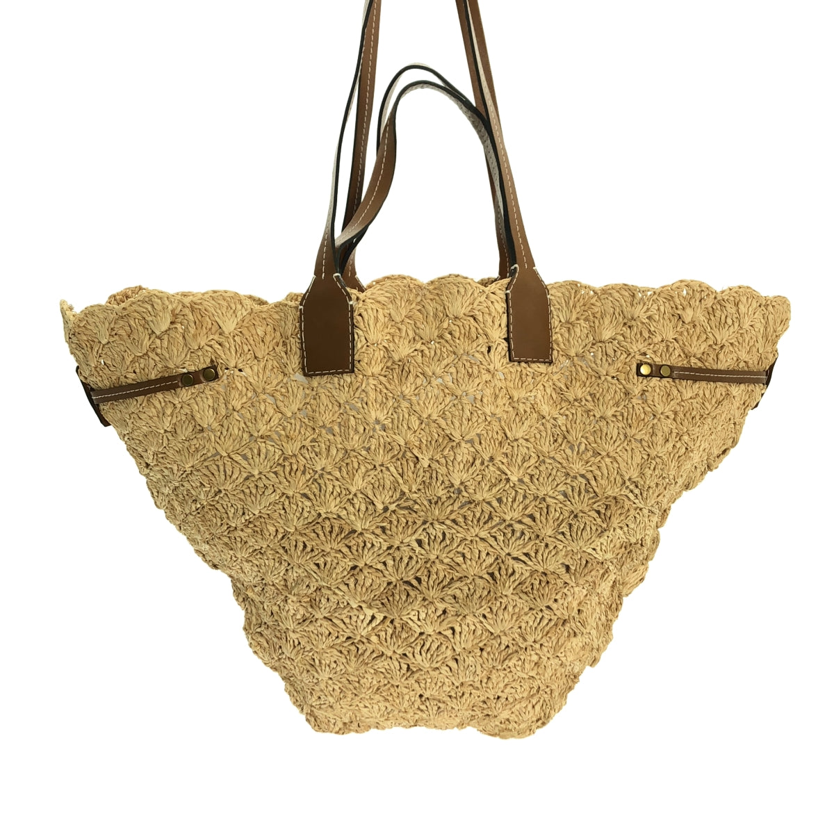 ISABEL MARANT | 皮革手把拉菲草籃包 |