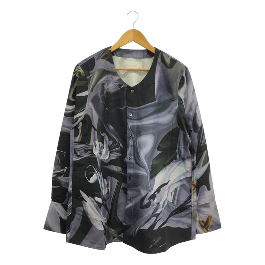 【新品】  prasthana / プラスターナ | no collar shirt [clg/fw#1] / シャツ | M | ブラック柄 | メンズ