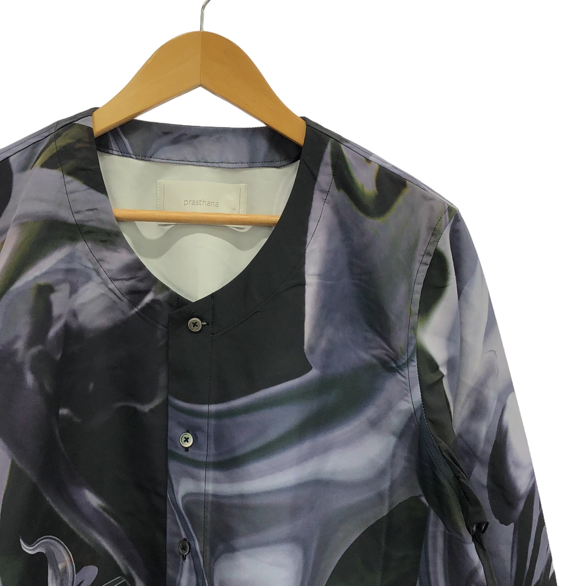 【新品】  prasthana / プラスターナ | no collar shirt [clg/fw#1] / シャツ | M | ブラック柄 | メンズ