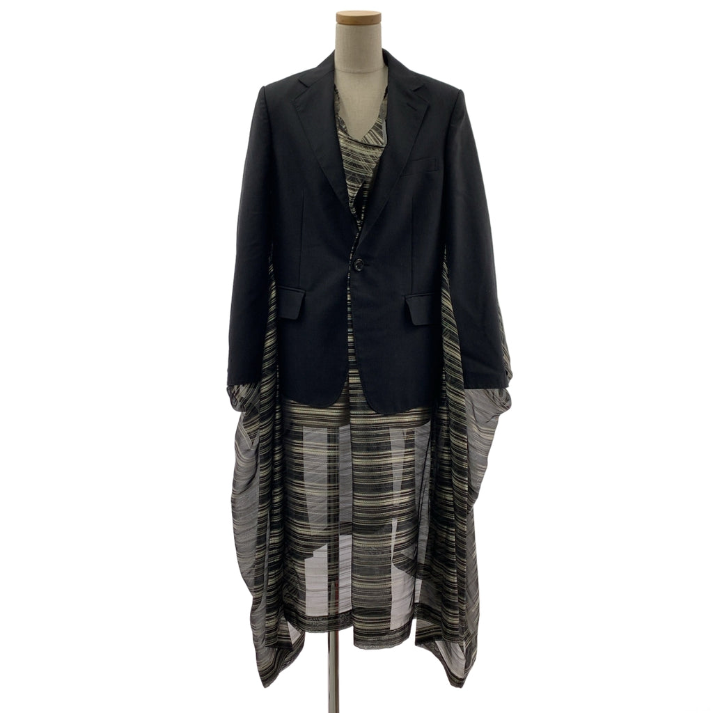 JUNYA WATANABE COMME des GARCONS / ジュンヤワタナベ | 2022SS | ポリエステル 異素材 切替 変形 テーラード ドッキング ボリューム ワンピース | S | レディース