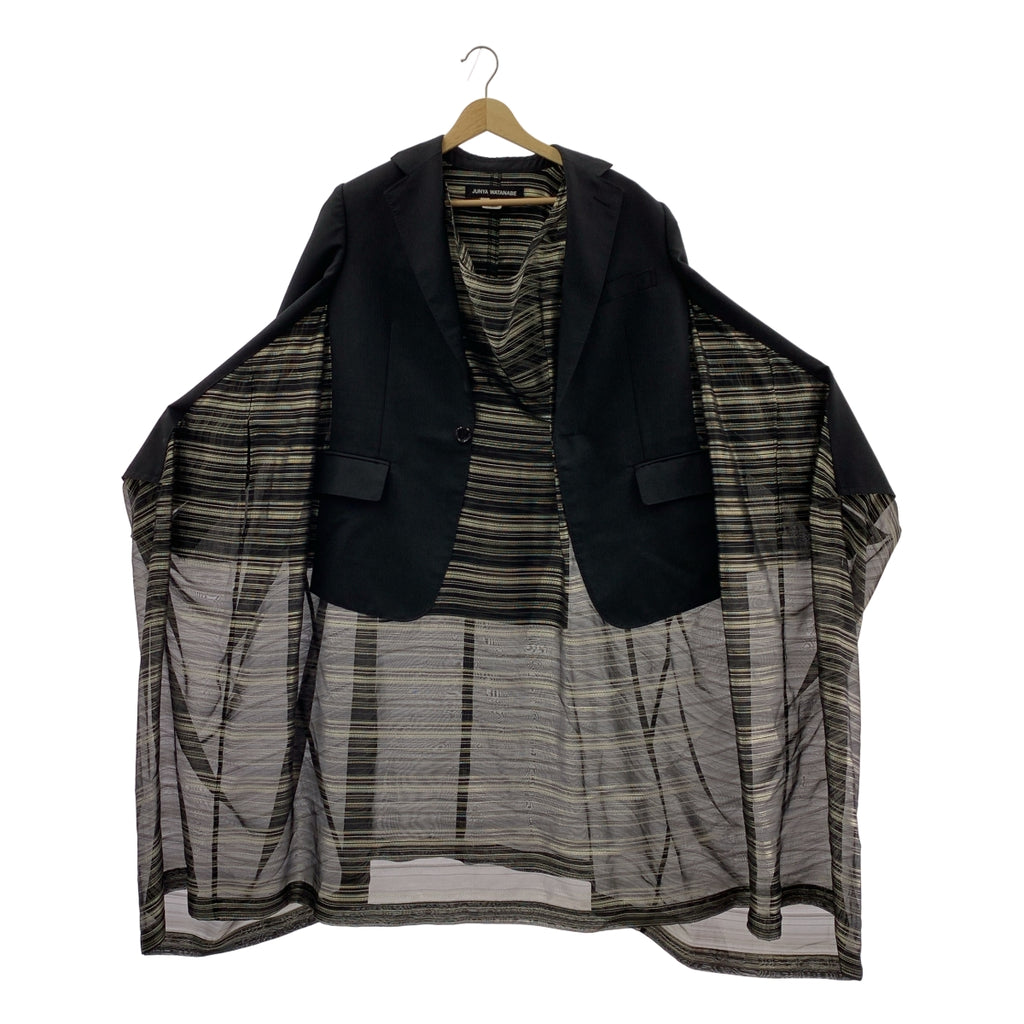 JUNYA WATANABE COMME des GARCONS / ジュンヤワタナベ | 2022SS | ポリエステル 異素材 切替 変形 テーラード ドッキング ボリューム ワンピース | S | レディース