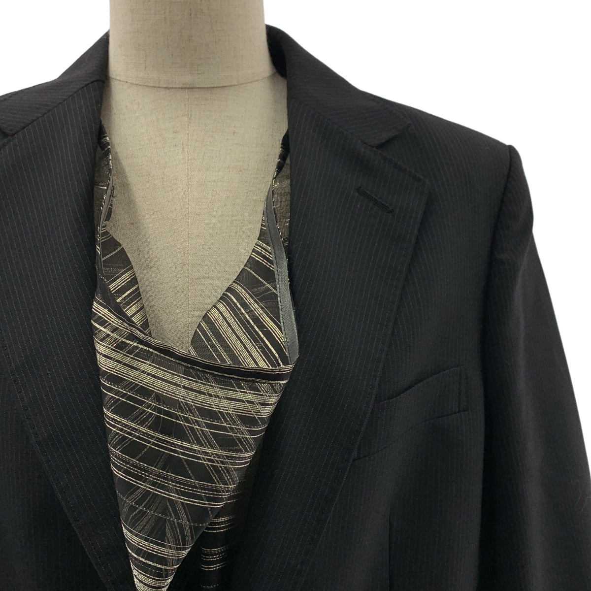 JUNYA WATANABE COMME des GARCONS / ジュンヤワタナベ | 2022SS | ポリエステル 異素材 切替 変形 テーラード ドッキング ボリューム ワンピース | S | レディース