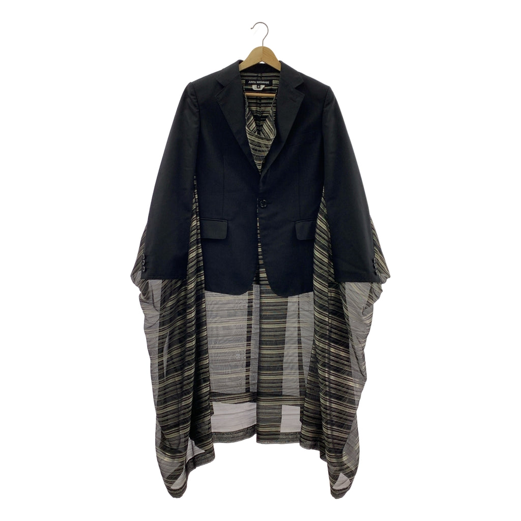 JUNYA WATANABE COMME des GARCONS / ジュンヤワタナベ | 2022SS | ポリエステル 異素材 切替 変形 テーラード ドッキング ボリューム ワンピース | S | レディース