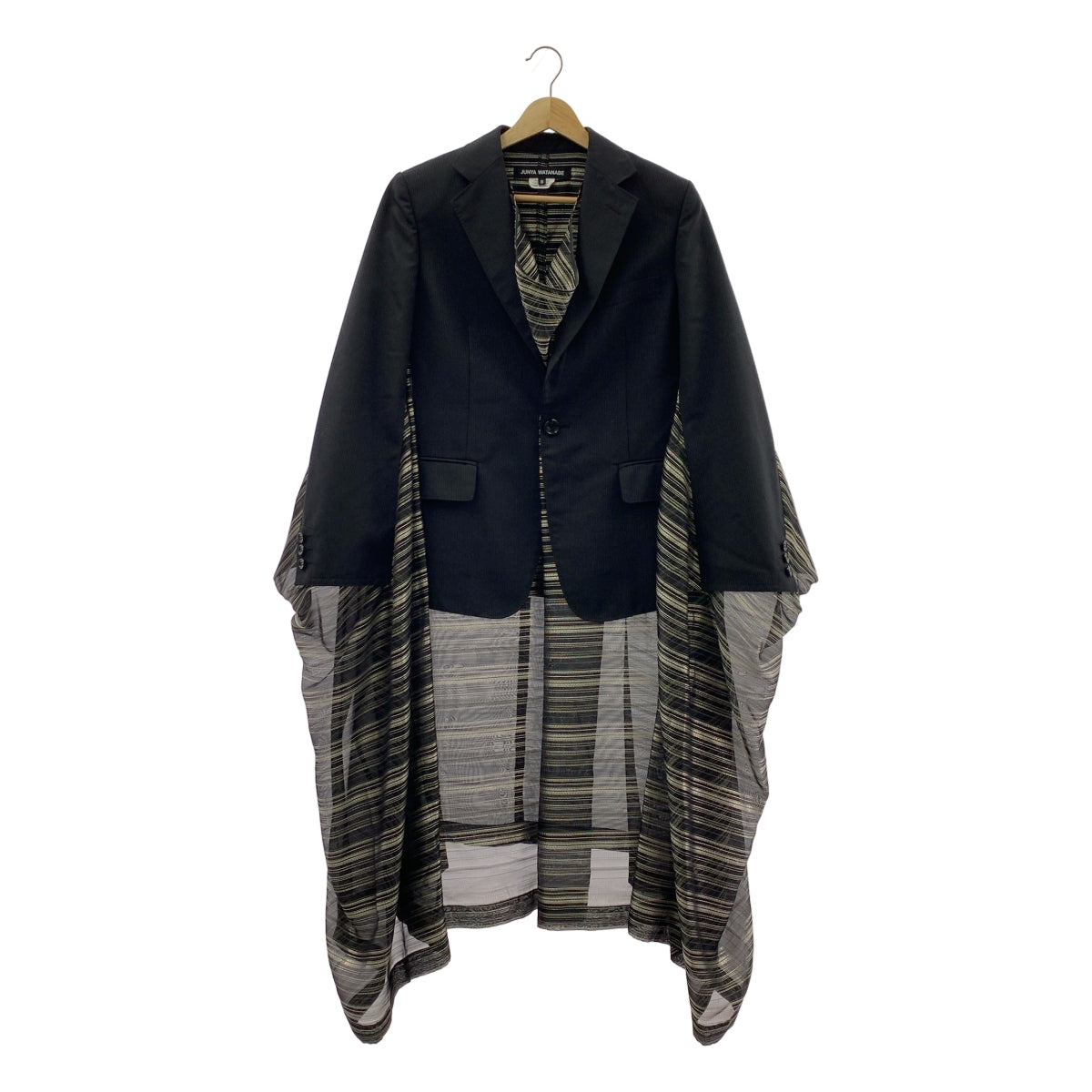 JUNYA WATANABE COMME des GARCONS / ジュンヤワタナベ | 2022SS | ポリエステル 異素材 切替 変形 テーラード ドッキング ボリューム ワンピース | S | レディース