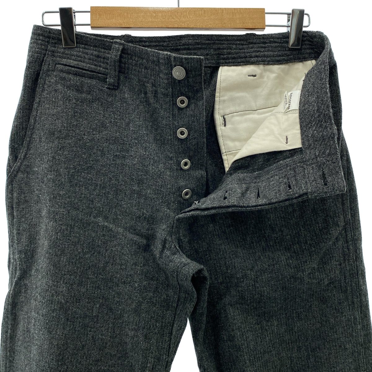 【미품】 SASSAFRAS / 사사후라스 | SPRAYER PANTS 코튼 헤링본 스플레이어 팬츠 | S | 그레이 | 맨즈