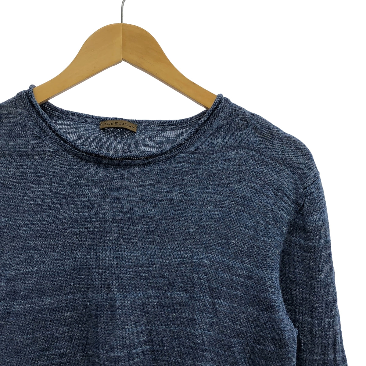 Stile Latino | Linen crew neck knit | 46 | Blue | Men's