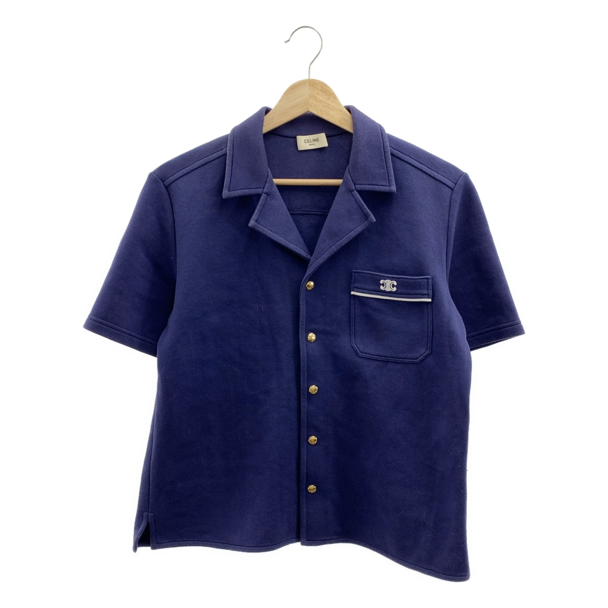 CELINE / セリーヌ | トリオンフ ロゴ スリット オープンカラー シャツ | M | レディース