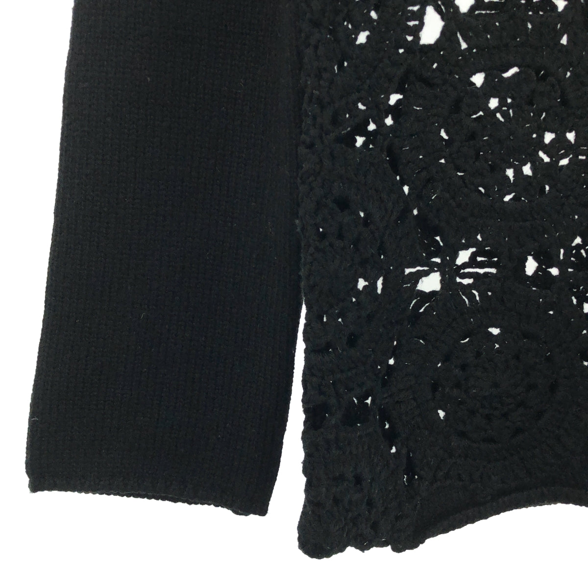 BLACK COMME des GARCONS / ブラックコムデギャルソン | 2021AW | レース編み クルーネックニット | XS | ブラック | レディース