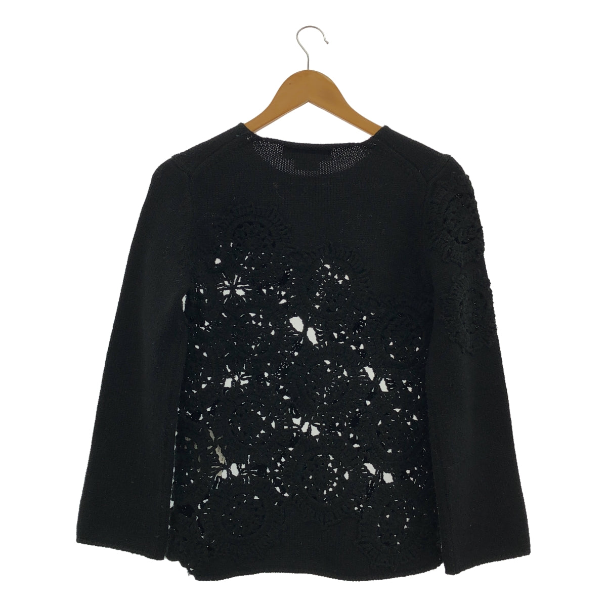 BLACK COMME des GARCONS / ブラックコムデギャルソン | 2021AW | レース編み クルーネックニット | XS | ブラック | レディース