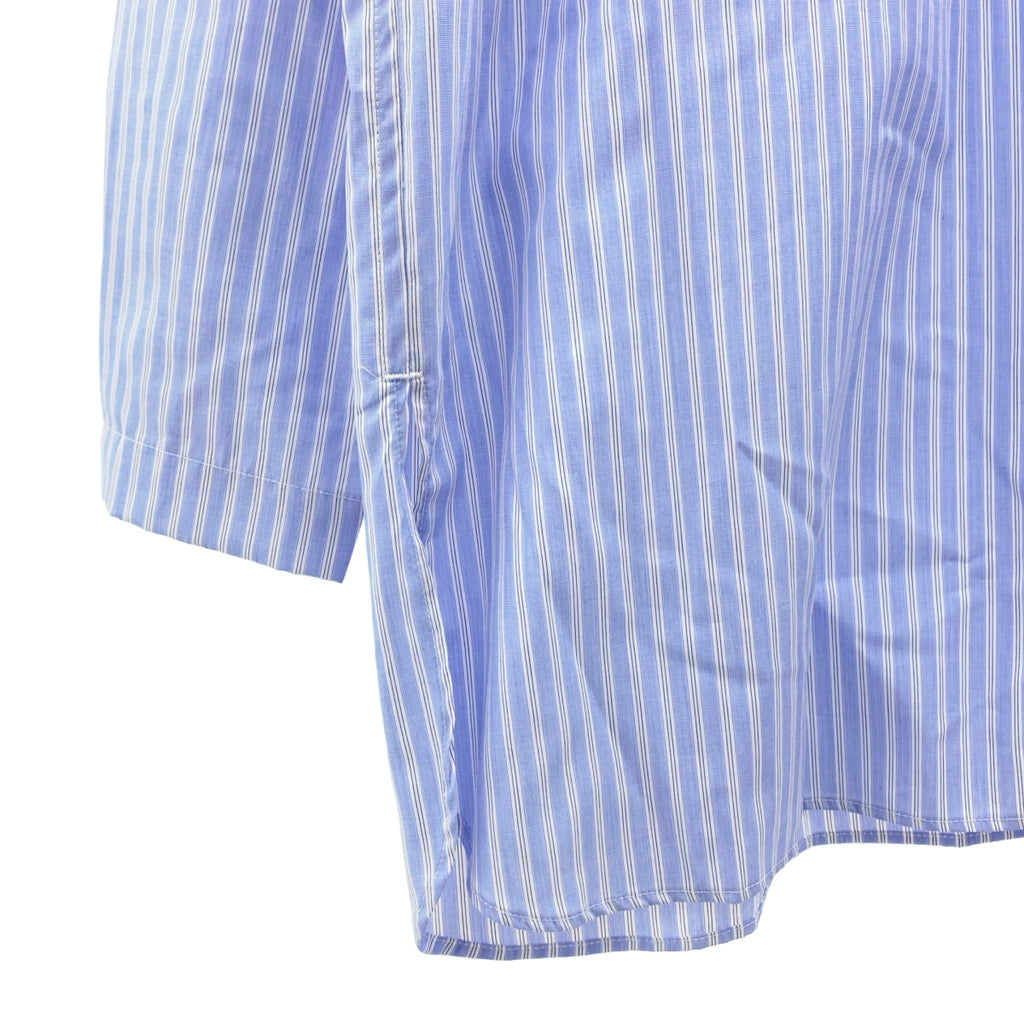 TOMORROWLAND / トゥモローランド | 200/2ポプリン ジャージー コンビ ノーカラー シャツ | S | ライトブルー/ホワイト | メンズ