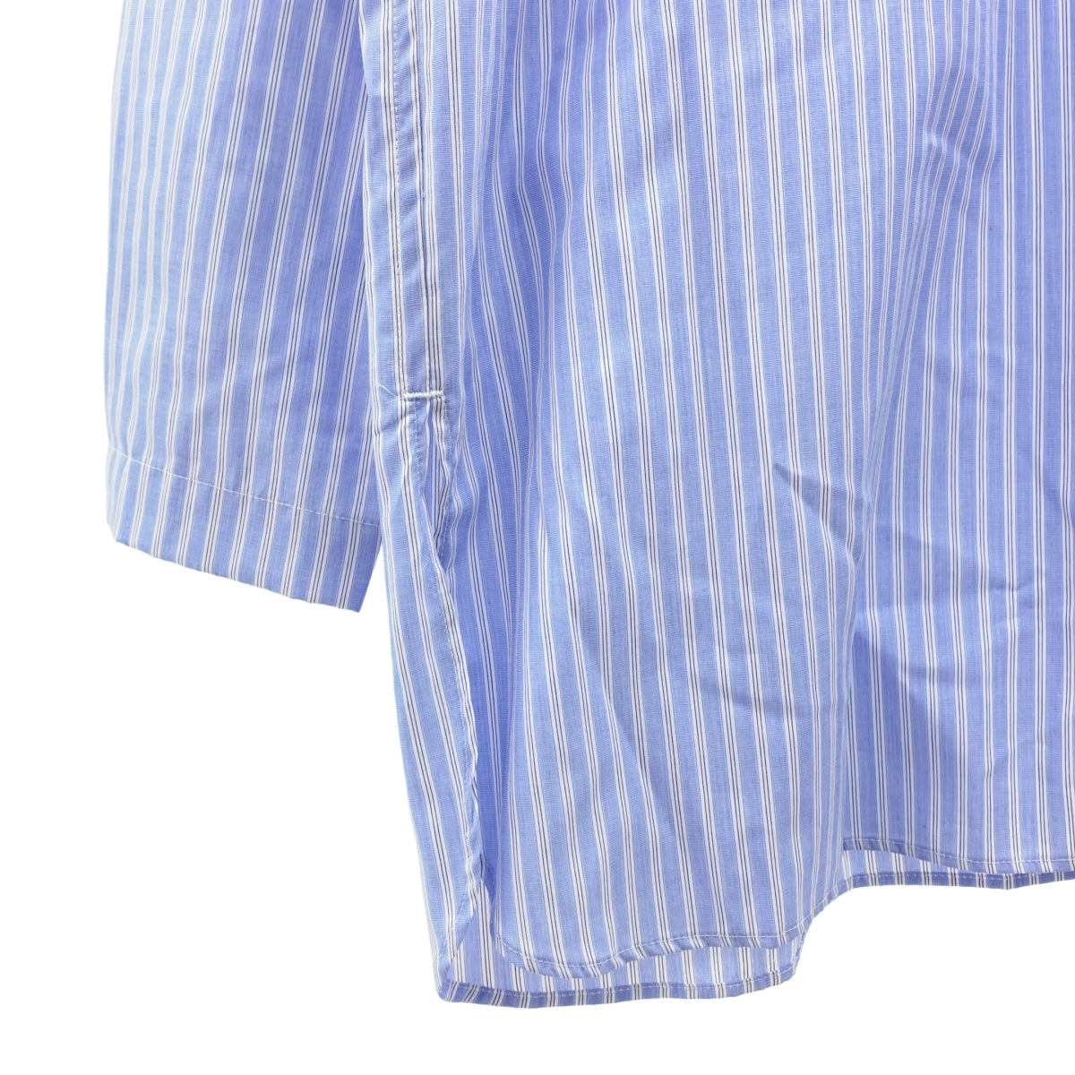 TOMORROWLAND / トゥモローランド | 200/2ポプリン ジャージー コンビ ノーカラー シャツ | S | ライトブルー/ホワイト | メンズ