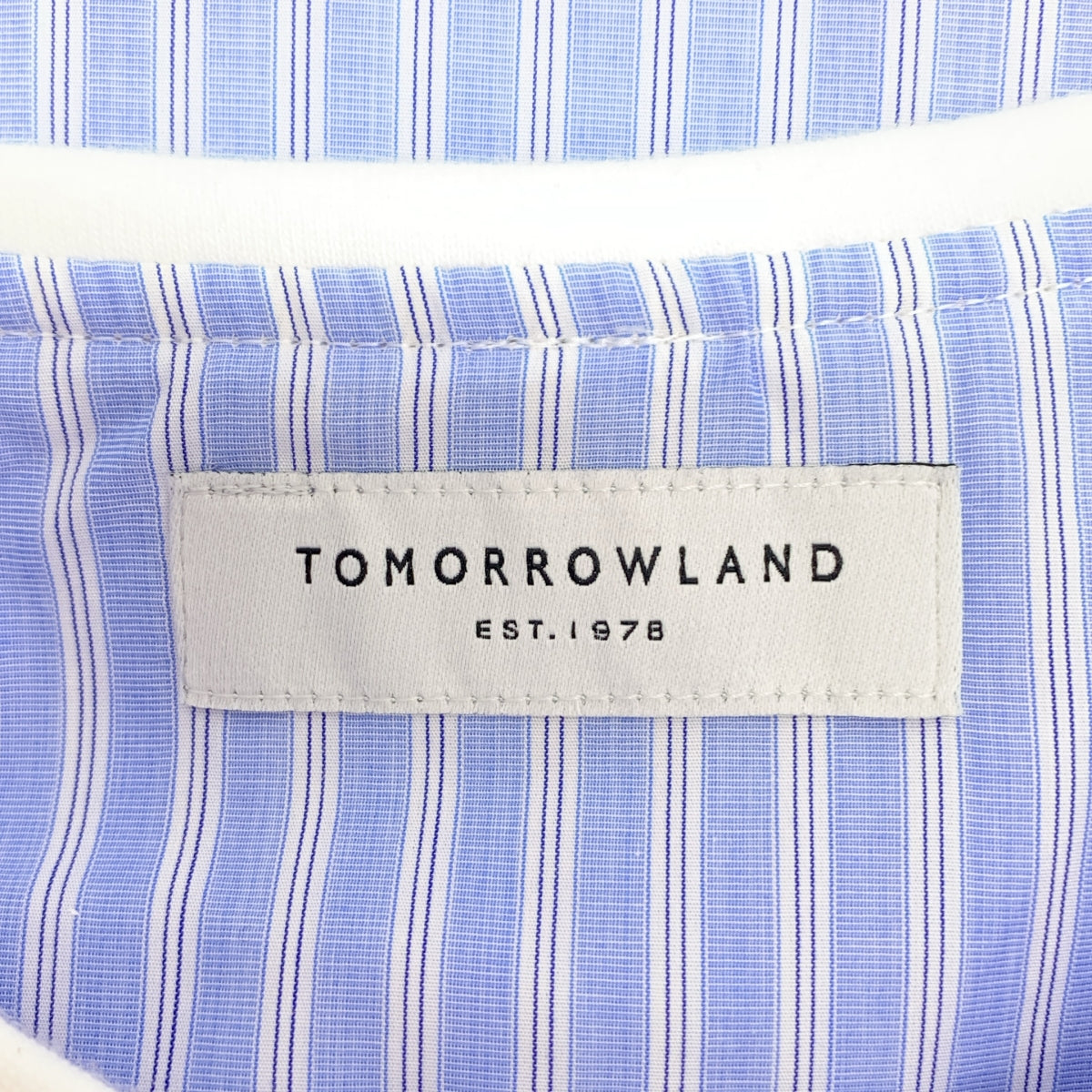TOMORROWLAND / トゥモローランド | 200/2ポプリン ジャージー コンビ ノーカラー シャツ | S | ライトブルー/ホワイト | メンズ
