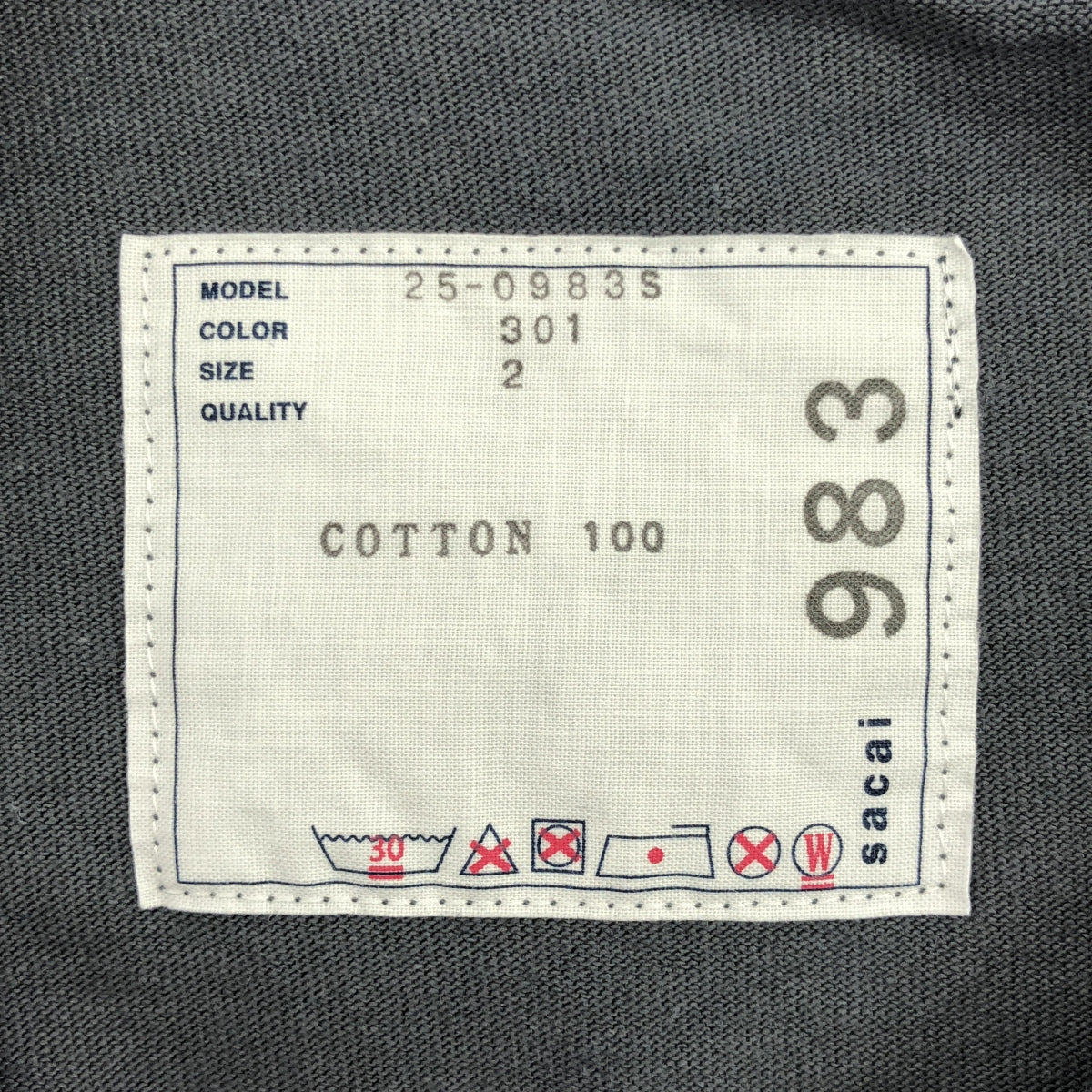 sacai | 2025SS | 印花T卹 | 尺寸 2 | 男款