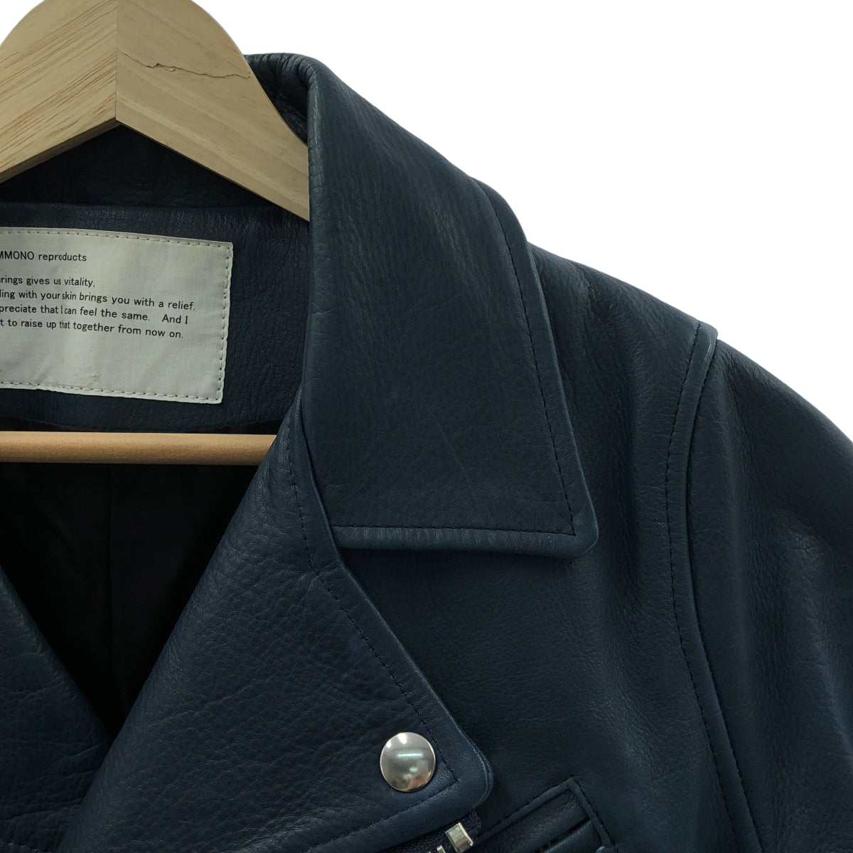 [狀況極佳] COMMONO reproducts | COMMONO reproducts 皮夾克 | 牛皮雙騎士外套 | 海軍藍 | 女款