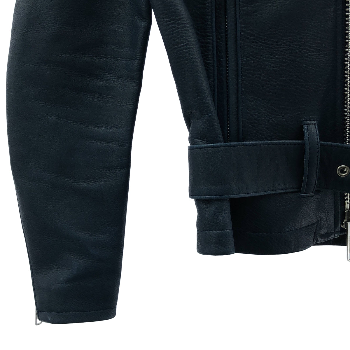 [狀況極佳] COMMONO reproducts | COMMONO reproducts 皮夾克 | 牛皮雙騎士外套 | 海軍藍 | 女款