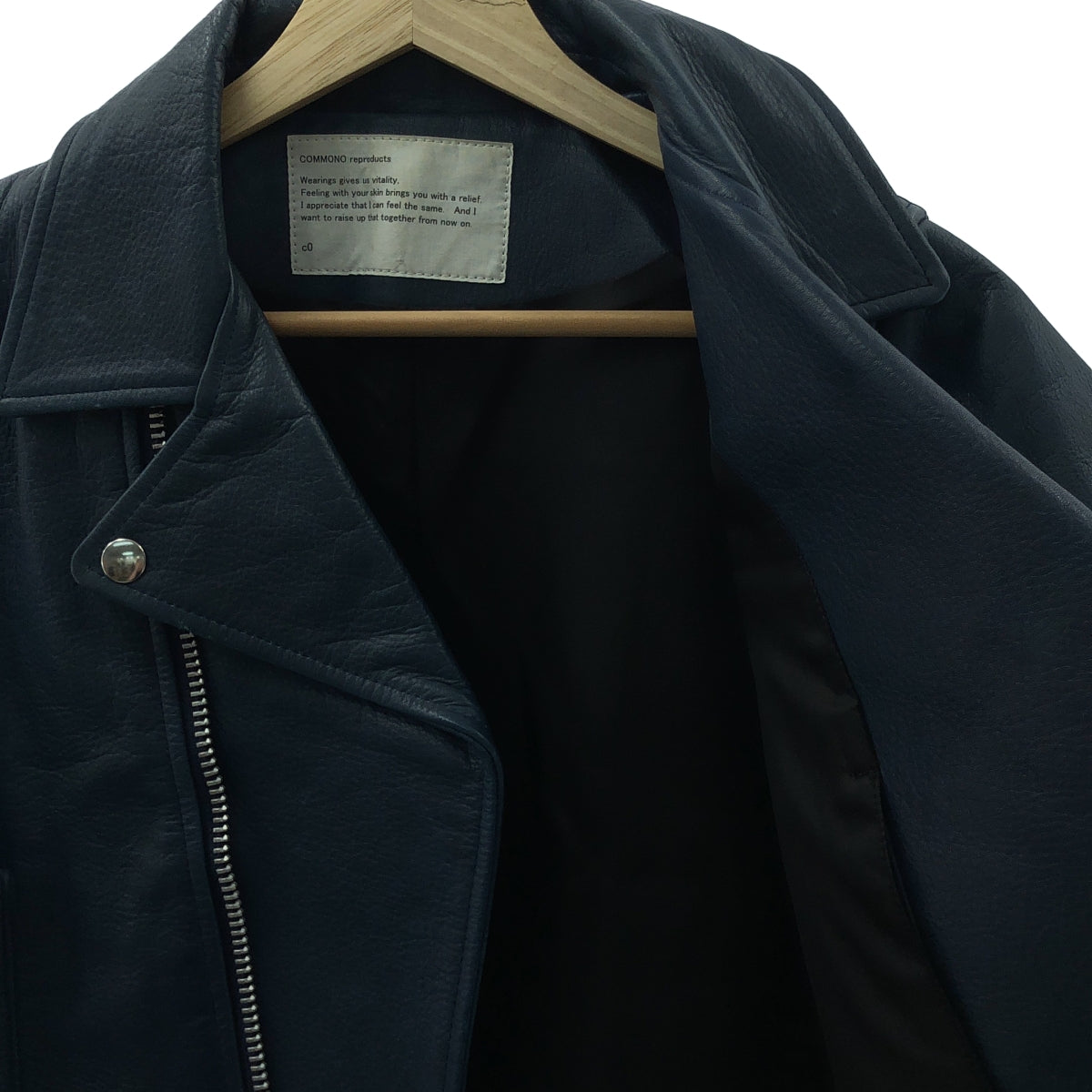 [狀況極佳] COMMONO reproducts | COMMONO reproducts 皮夾克 | 牛皮雙騎士外套 | 海軍藍 | 女款