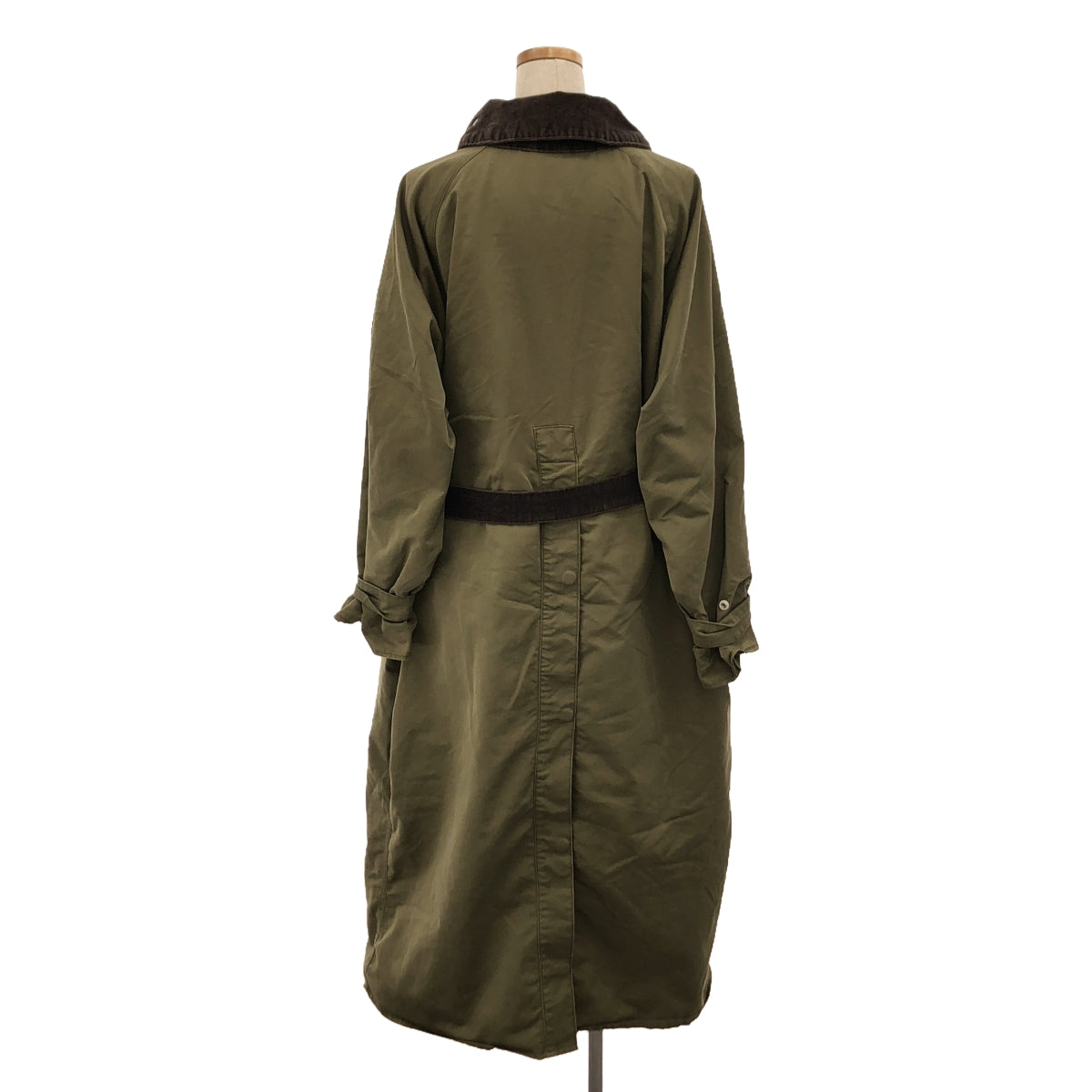 AMERI | CORDUROY COLLAR MILITARY COAT / Military coat with belt and chin strap | F | Khaki/Brown | Women's