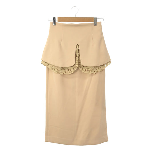 Mame Kurogouchi | 2020SS | Embroidery Lace High-Waisted Peplum Skirt | 1 | Beige | Women's