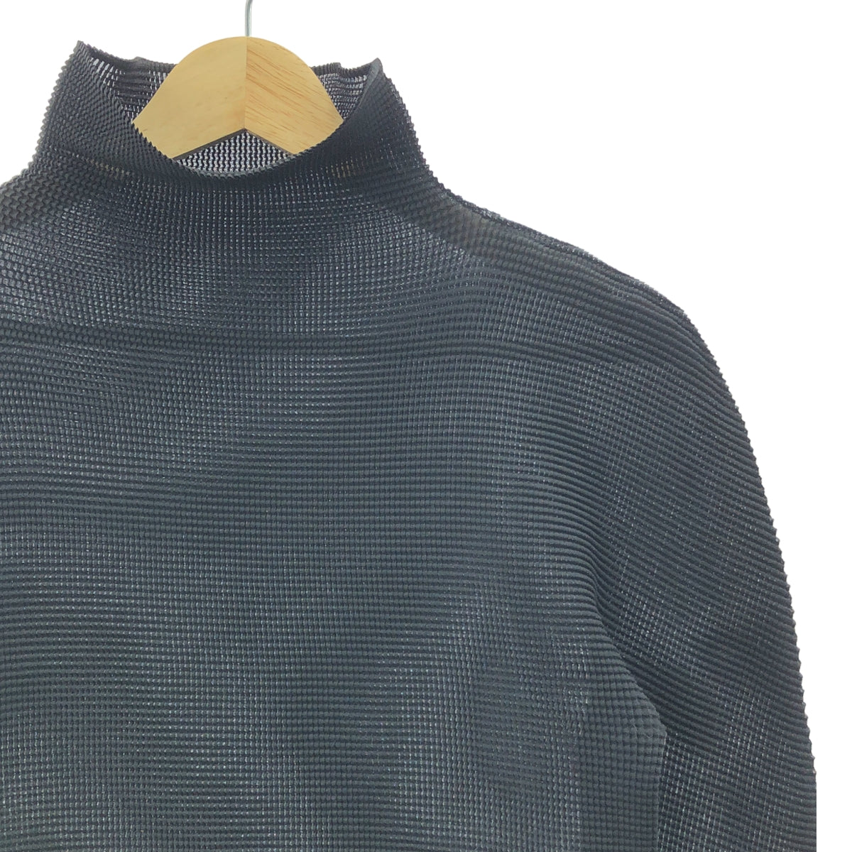 me ISSEY MIYAKE / ミーイッセイミヤケ | ハイネック プリーツ カットソー | F | ブラック | レディース