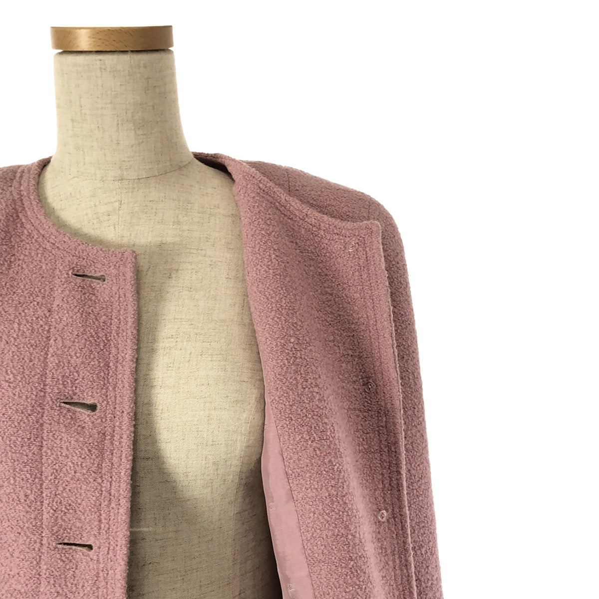 CHANEL | No-collar tweed jacket | 38 | Pink | Women's