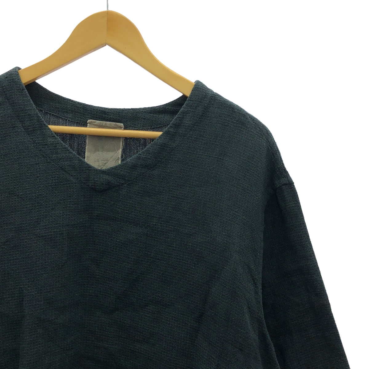 BIEK VERSTAPPEN / BIEK VERSTAPPEN | LINEN FABRIC / V-NECK SHIRT / Double pocket oversized T-shirt | M | Black | Men's