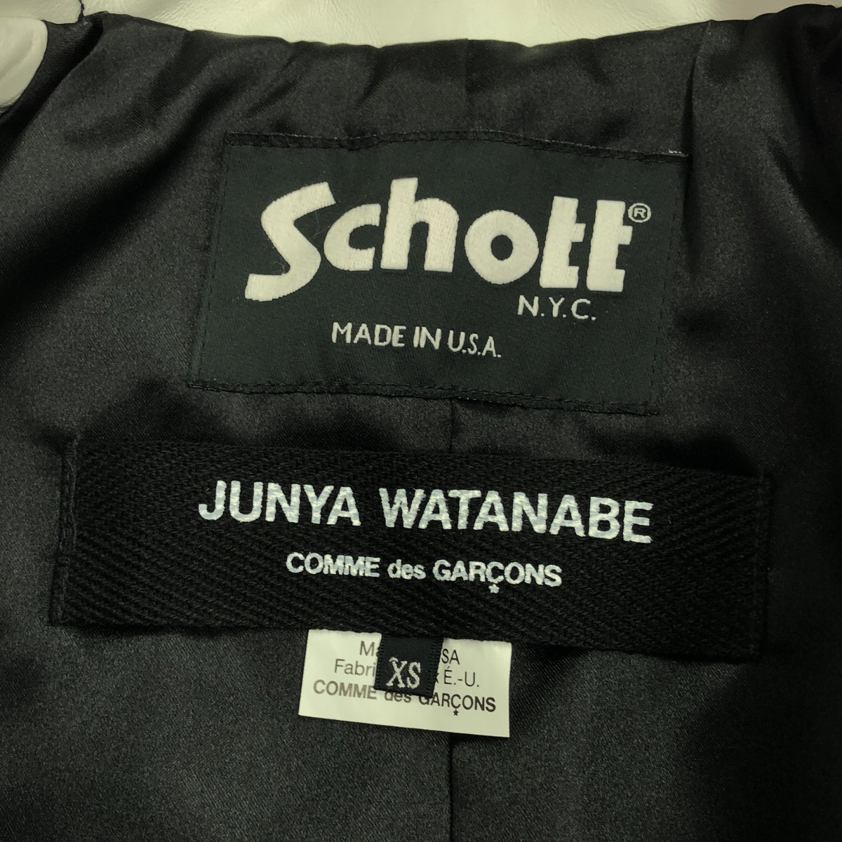 JUNYA WATANABE COMME des GARCONS / 준야와타나베 | 2018SS | × SCHOTT / 샷 가죽 더블 라이더스 재킷 / 총 안감 | XS | 남성