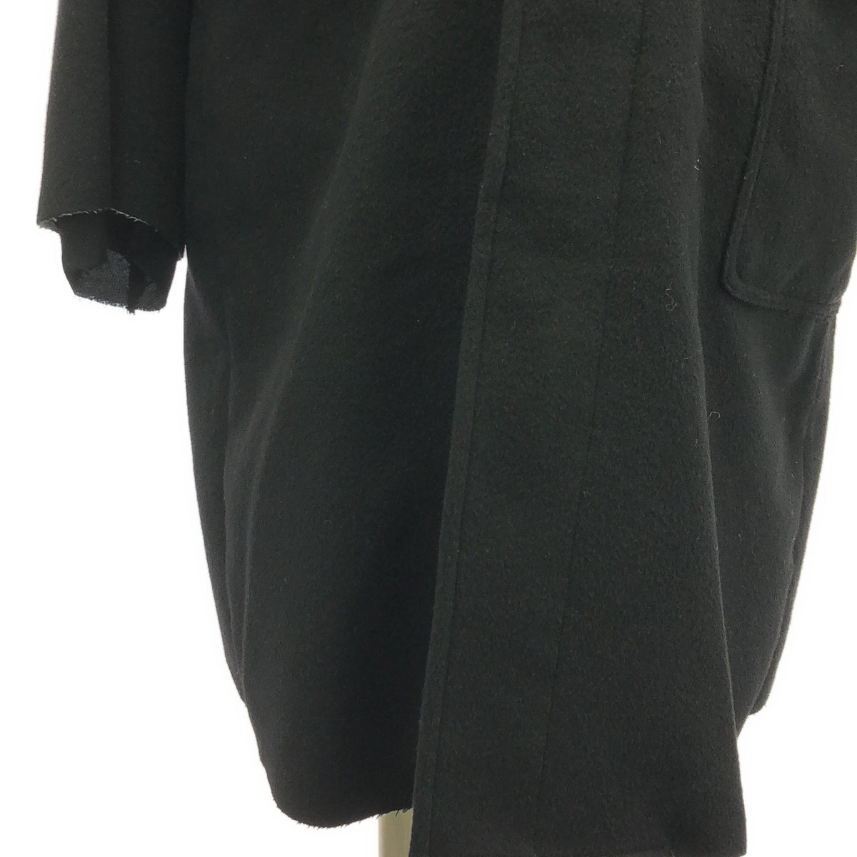 【美品】  TAKAHIROMIYASHITA The Soloist / タカヒロミヤシタザソロイスト | chesterfiled coat / ウール カシミヤ レザー切替 レイヤードスリーブ コート/ 裏地付き | 46 | ブラック | メンズ