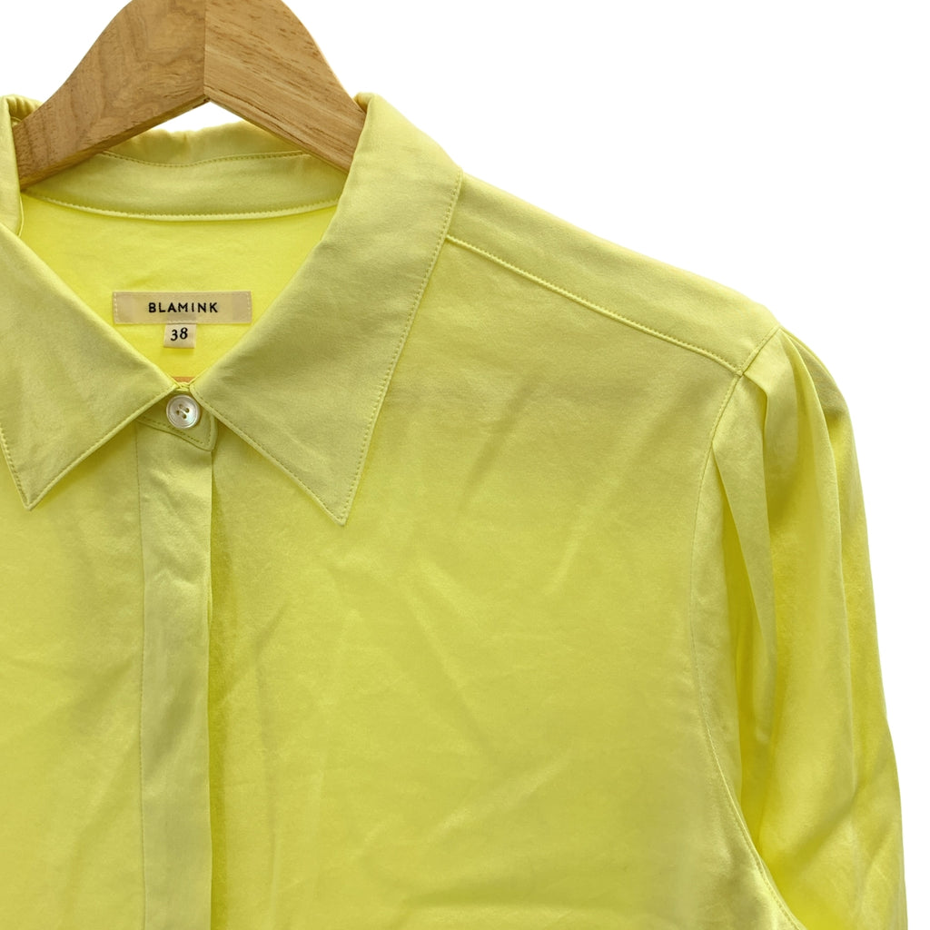 BLAMINK / ブラミンク | シルク ストレッチ フライフロントシャツ | 38 | イエロー | レディース
