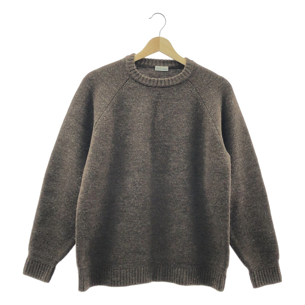 steven alan / スティーブンアラン | UNDYED RAGLAN SLEEVES LOOSE CREW NECK KNIT アンダイド ラグラン クルーネック ウールニット | S | ブラウン | メンズ
