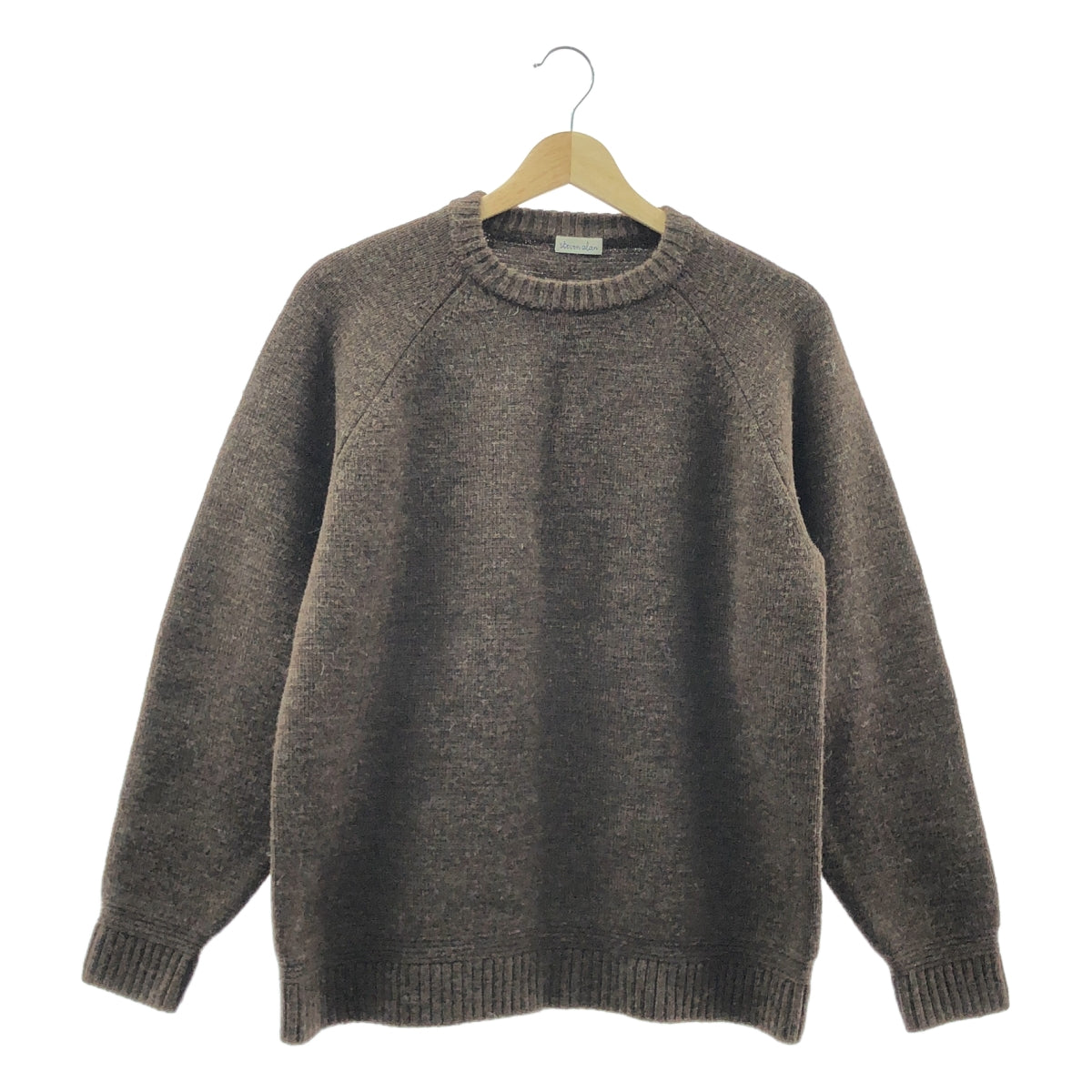 steven alan / スティーブンアラン | UNDYED RAGLAN SLEEVES LOOSE CREW NECK KNIT アンダイド ラグラン クルーネック ウールニット | S | ブラウン | メンズ
