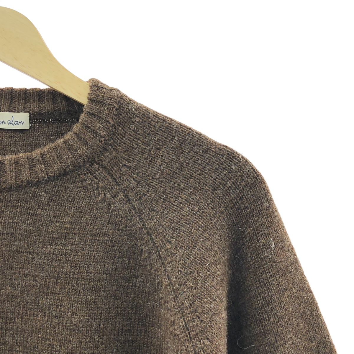 steven alan / スティーブンアラン | UNDYED RAGLAN SLEEVES LOOSE CREW NECK KNIT アンダイド ラグラン クルーネック ウールニット | S | ブラウン | メンズ