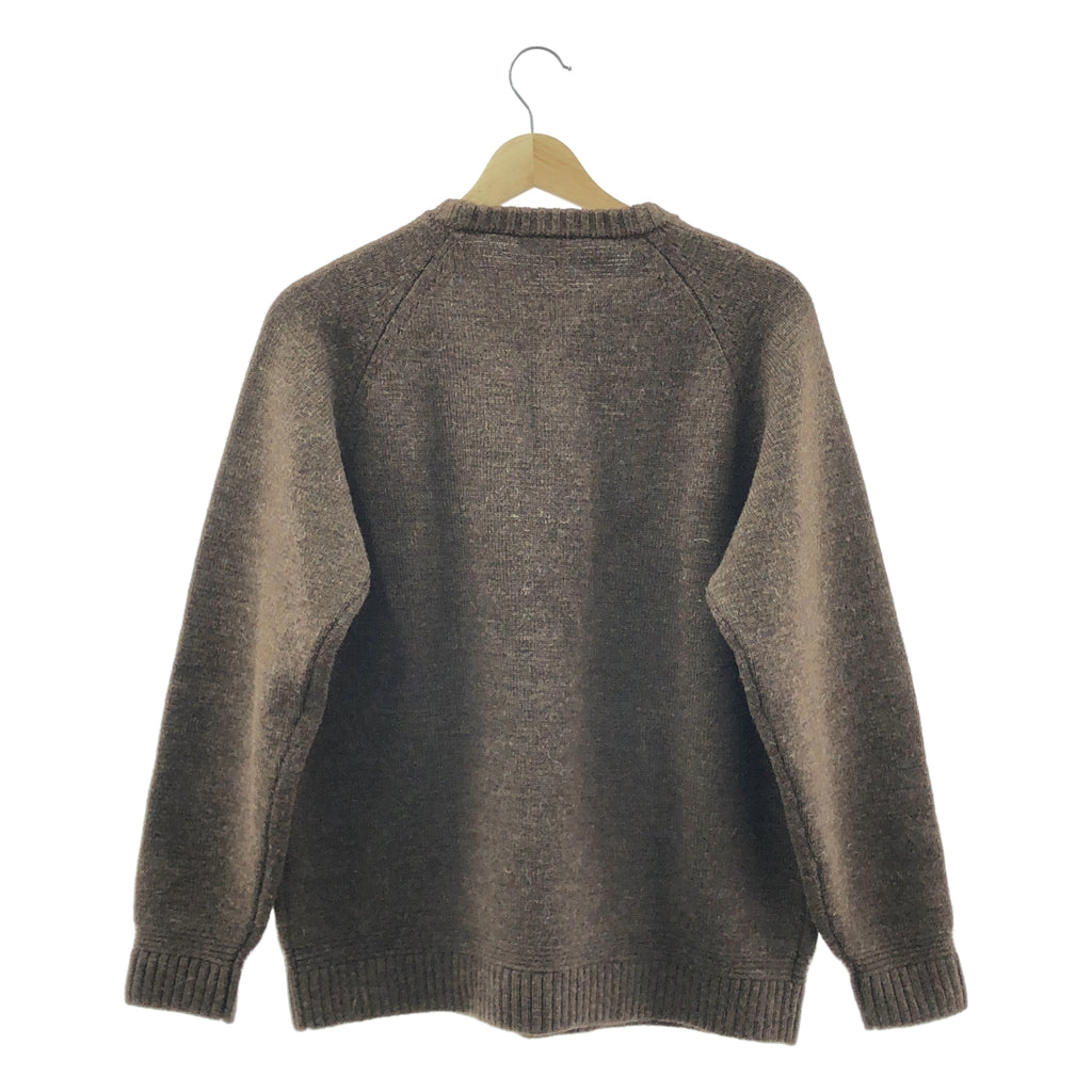 steven alan / スティーブンアラン | UNDYED RAGLAN SLEEVES LOOSE CREW NECK KNIT アンダイド ラグラン クルーネック ウールニット | S | ブラウン | メンズ