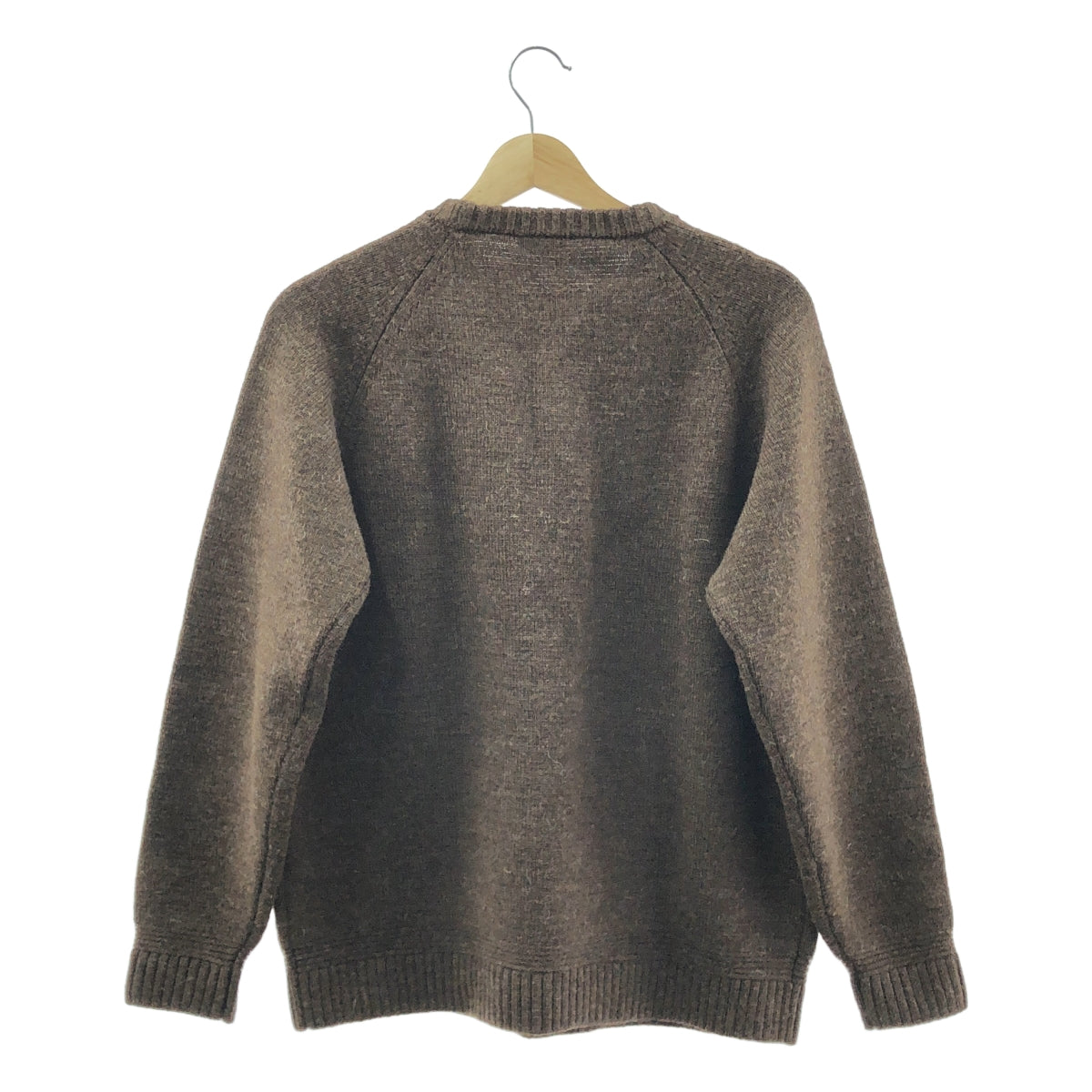 steven alan / スティーブンアラン | UNDYED RAGLAN SLEEVES LOOSE CREW NECK KNIT アンダイド ラグラン クルーネック ウールニット | S | ブラウン | メンズ