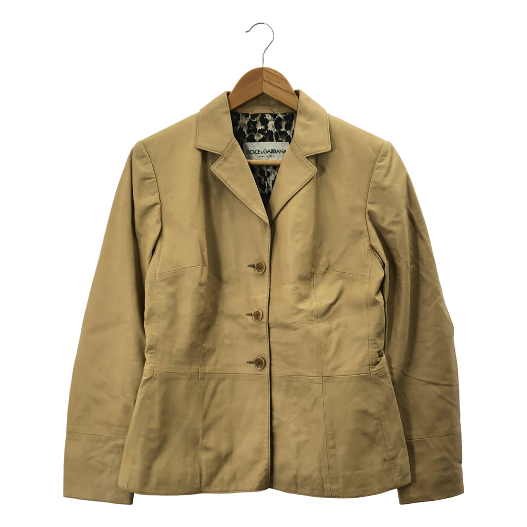 DOLCE &amp; GABBANA / 돌체 &amp; 가바나 돌가바 | 가죽 로고 버튼 싱글 브레스트 재킷 / 레오파드 총 안감 | 42 |
