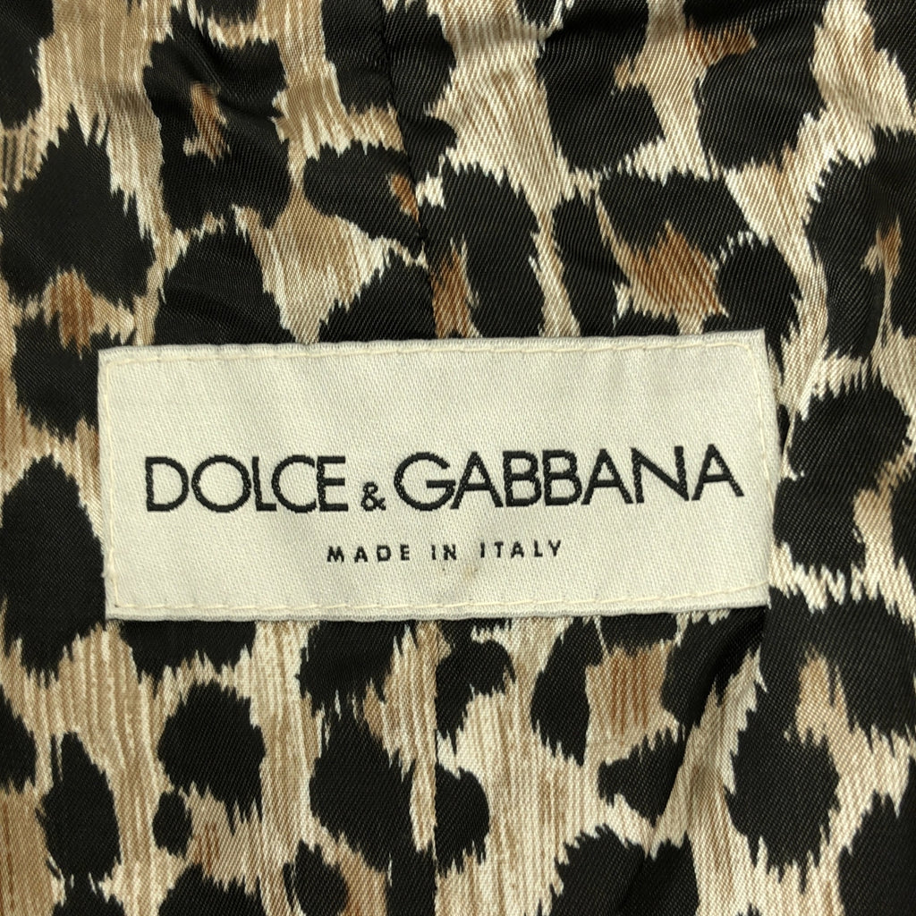 DOLCE &amp; GABBANA / 돌체 &amp; 가바나 돌가바 | 가죽 로고 버튼 싱글 브레스트 재킷 / 레오파드 총 안감 | 42 |