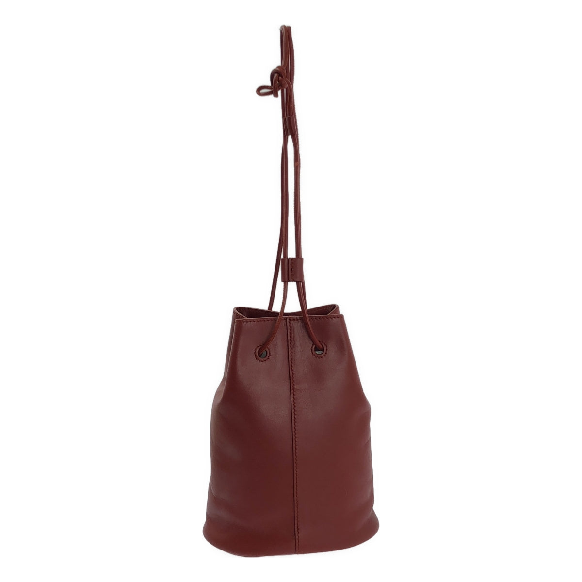 JIL SANDER / 질 썬더 | CLIMB DRAWSTRING 가죽 건착 숄더백 | 레드 |