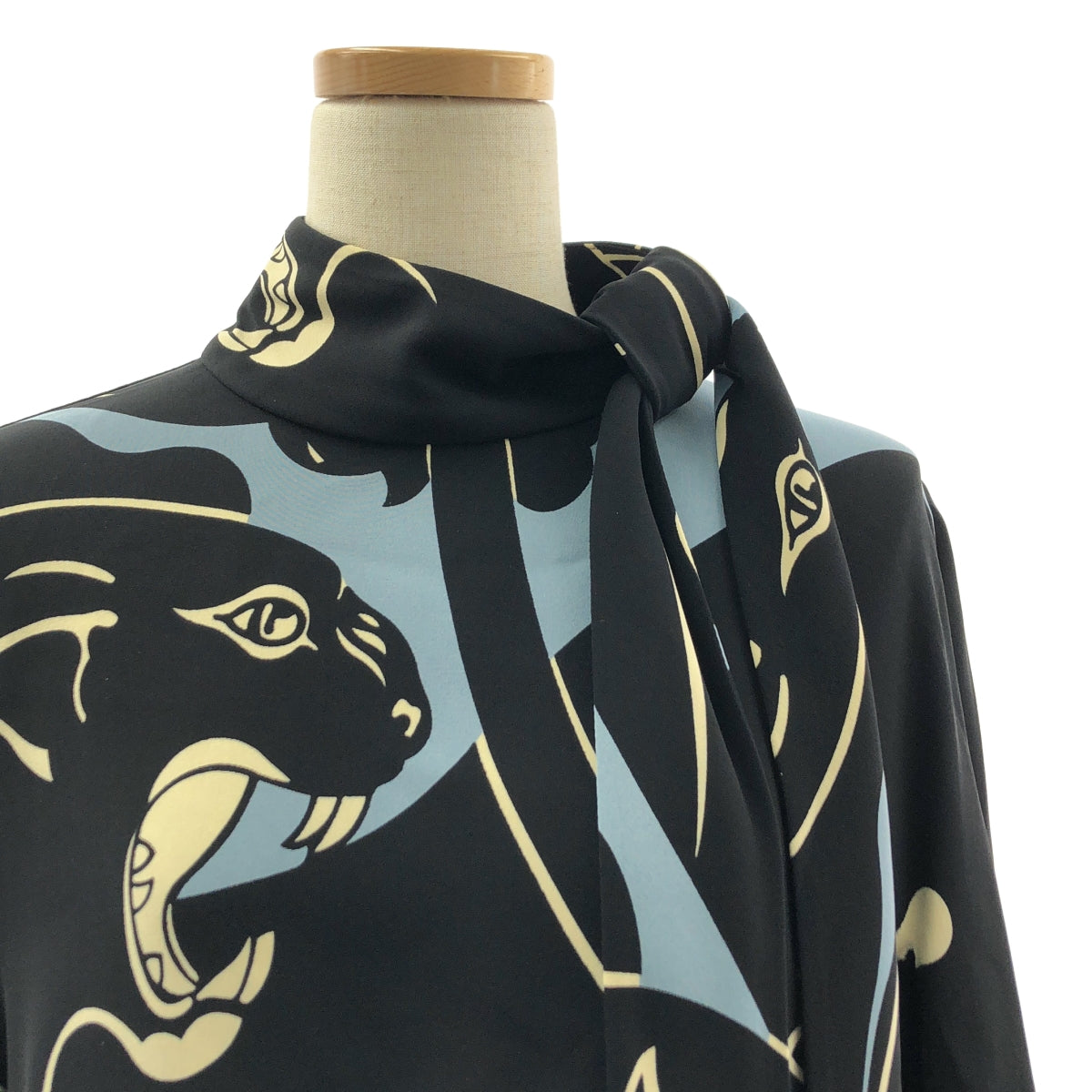 華倫天奴 | 豹紋印花多層斗篷洋裝 | 48 碼 | 黑色 | 女款