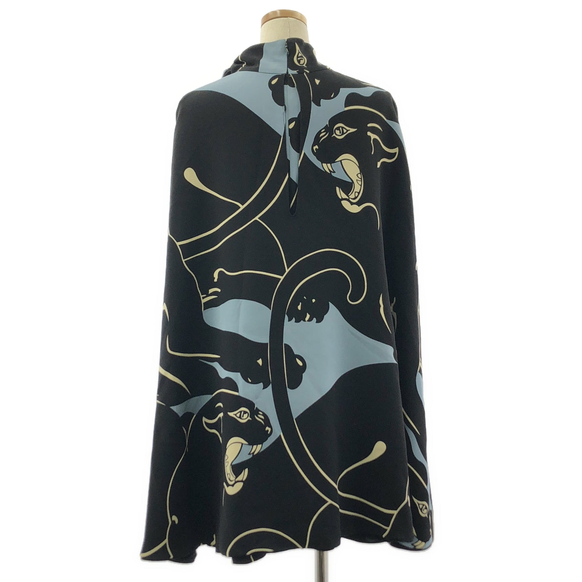 華倫天奴 | 豹紋印花多層斗篷洋裝 | 48 碼 | 黑色 | 女款