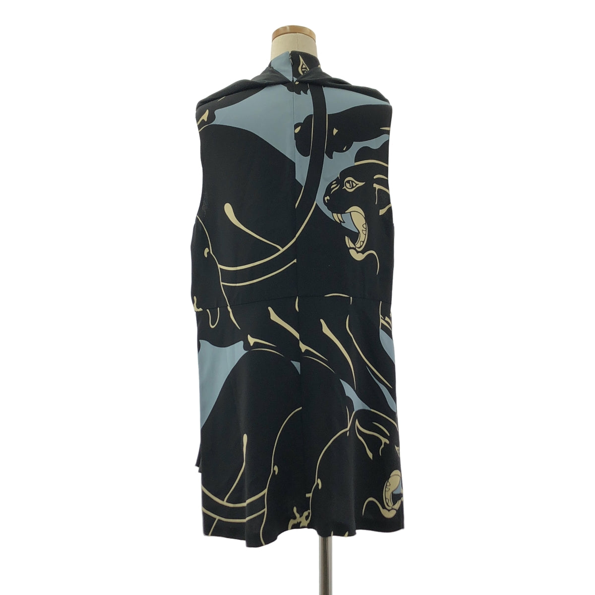 VALENTINO / ヴァレンティノ | パンサープリント レイヤード ポンチョ ワンピース | 48 | ブラック系 | レディース