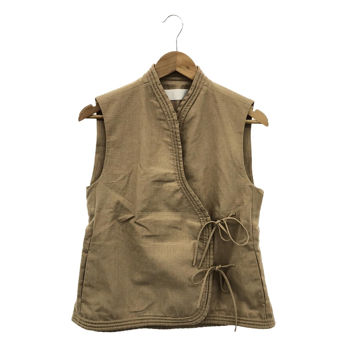 Mame Kurogouchi | 2023SS | Naturally Coloured Cotton Dobby Vest | 2 | Light Brown | Women's