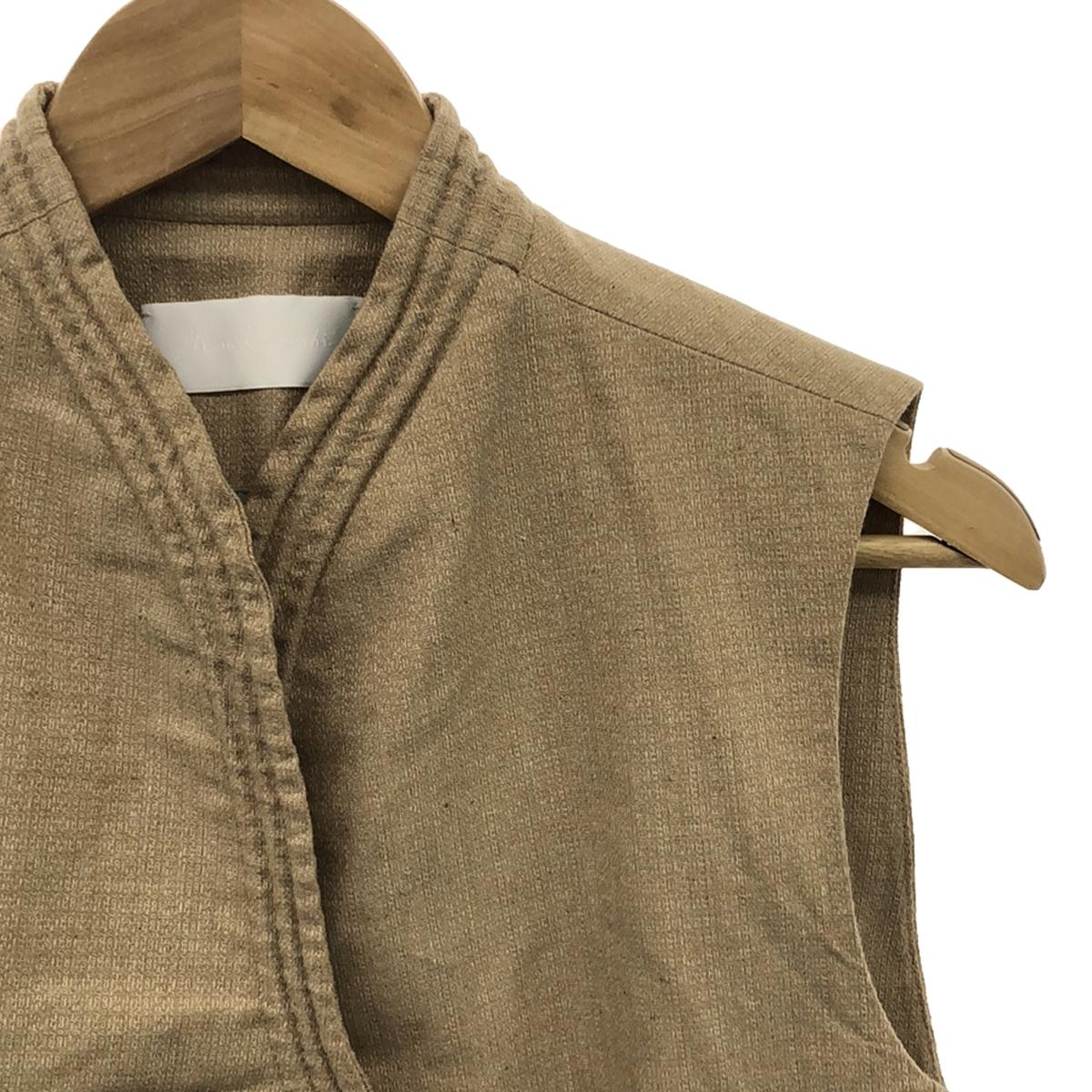 Mame Kurogouchi | 2023SS | Naturally Coloured Cotton Dobby Vest | 2 | Light Brown | Women's