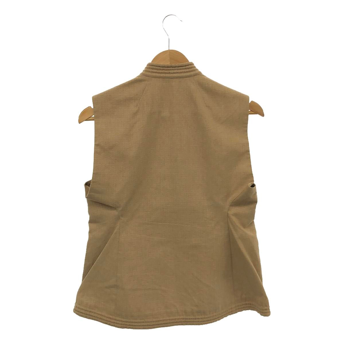 Mame Kurogouchi | 2023SS | Naturally Coloured Cotton Dobby Vest | 2 | Light Brown | Women's