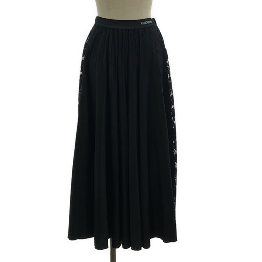VALENTINO / ヴァレンティノ | Pleated Tech Jersey & Lace Skirt レース切替 ジャージー プリーツスカート | XS | レディース