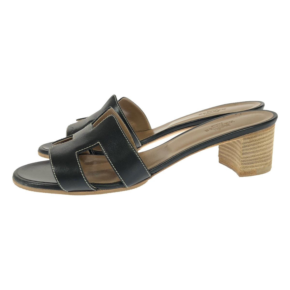 HERMES / Hermes | Oasis Flat Sandals | 38 1/2 | Black | Women's