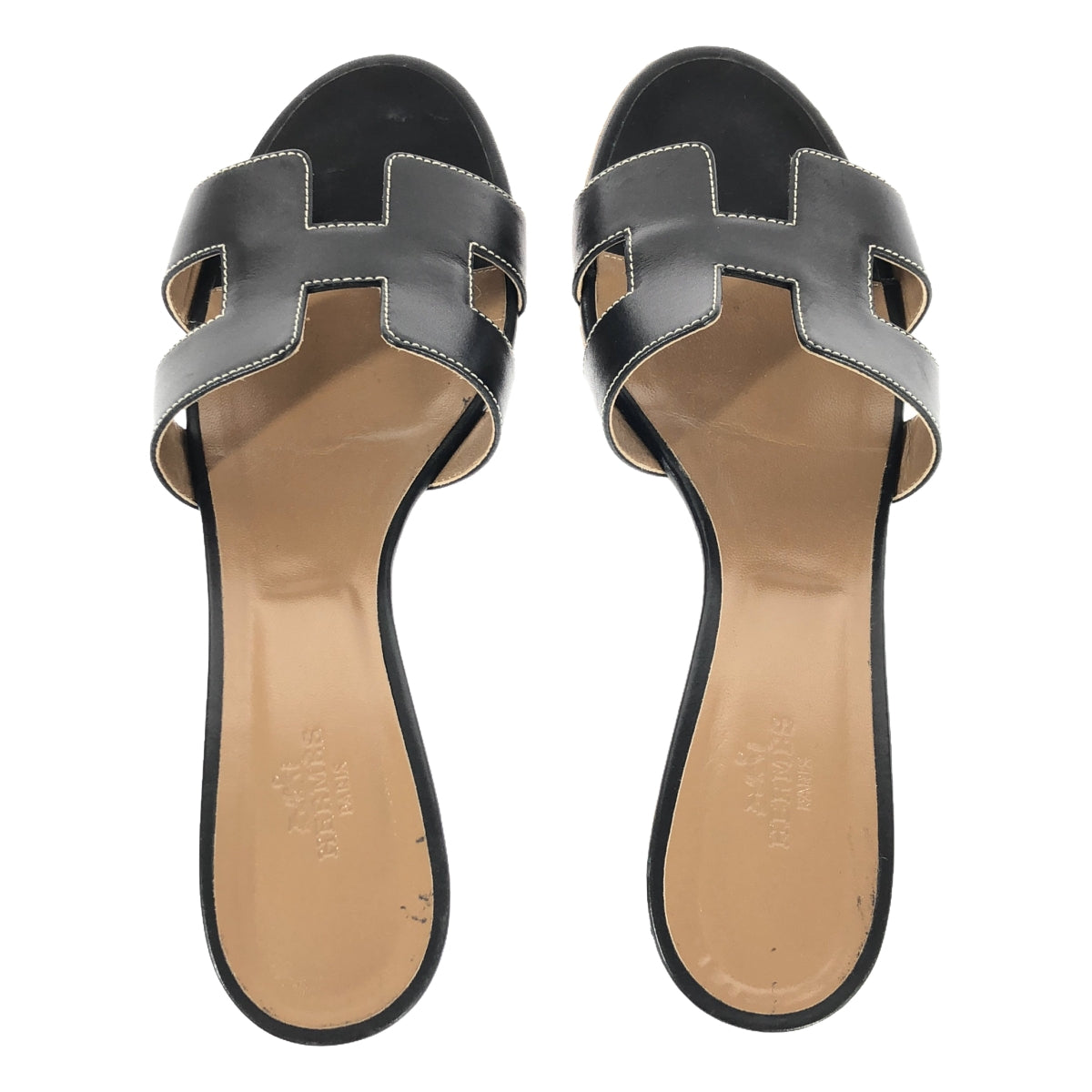 HERMES / Hermes | Oasis Flat Sandals | 38 1/2 | Black | Women's