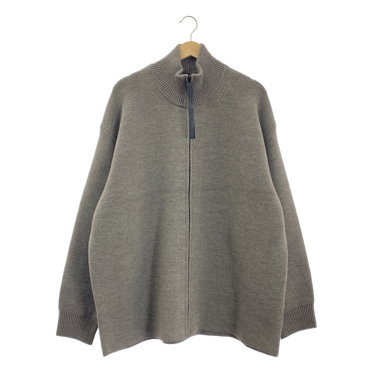 N.HOOLYWOOD / エヌハリウッド | ウール レザーロゴジップ コンパイル ドライバーズ オーバー ニット ジャケット | 40 | メンズ