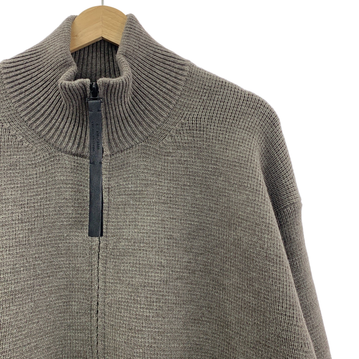 N.HOOLYWOOD / エヌハリウッド | ウール レザーロゴジップ コンパイル ドライバーズ オーバー ニット ジャケット | 40 | メンズ